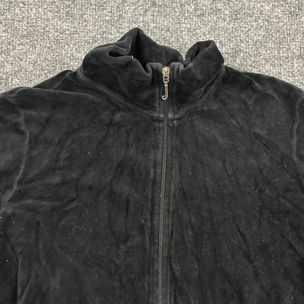 Juicy Couture Track Jacket Womens Size XL Black Velour Full Zip Y2K Made in USA